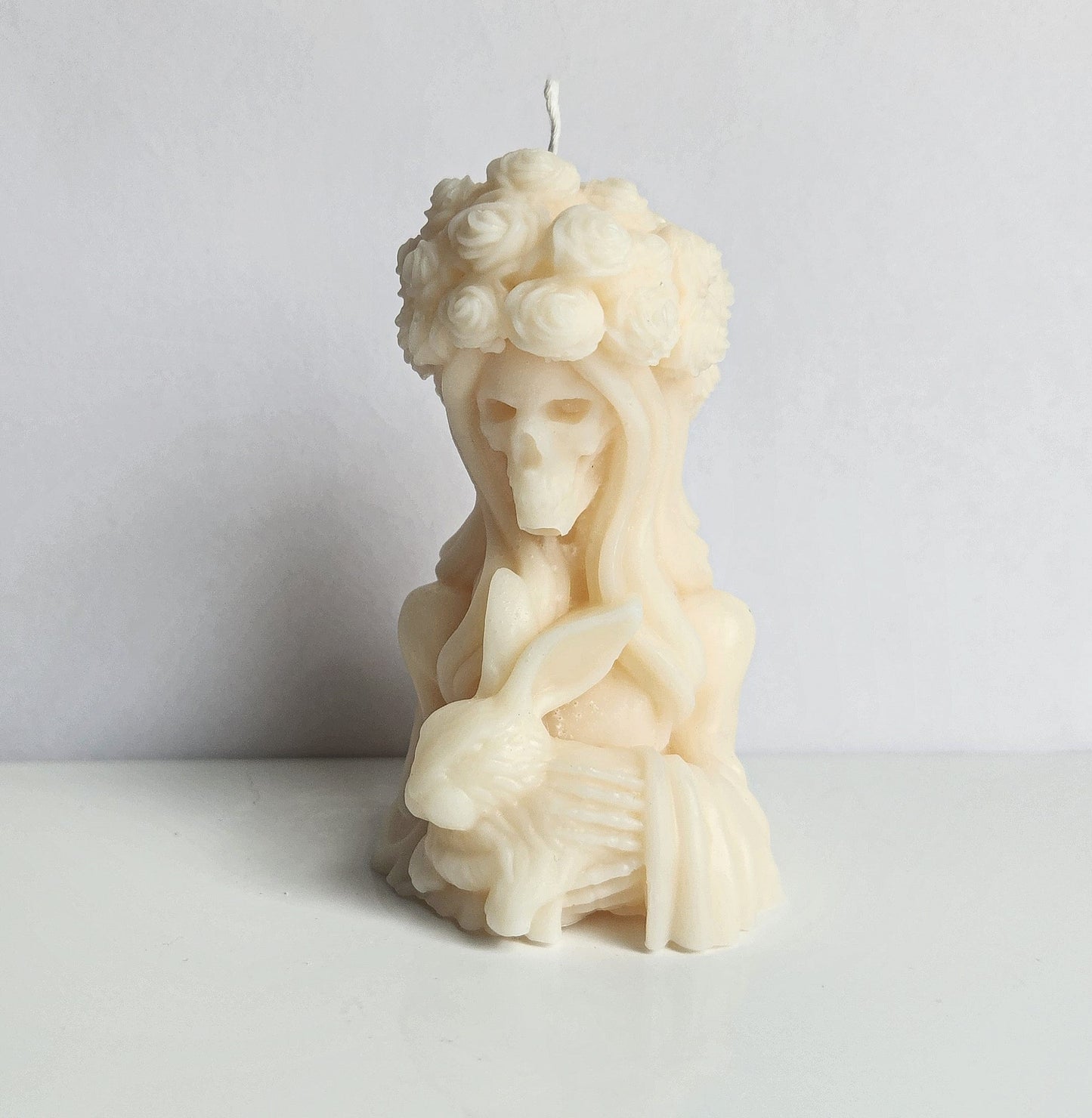 Floral Skeleton Witch & Hare Candle