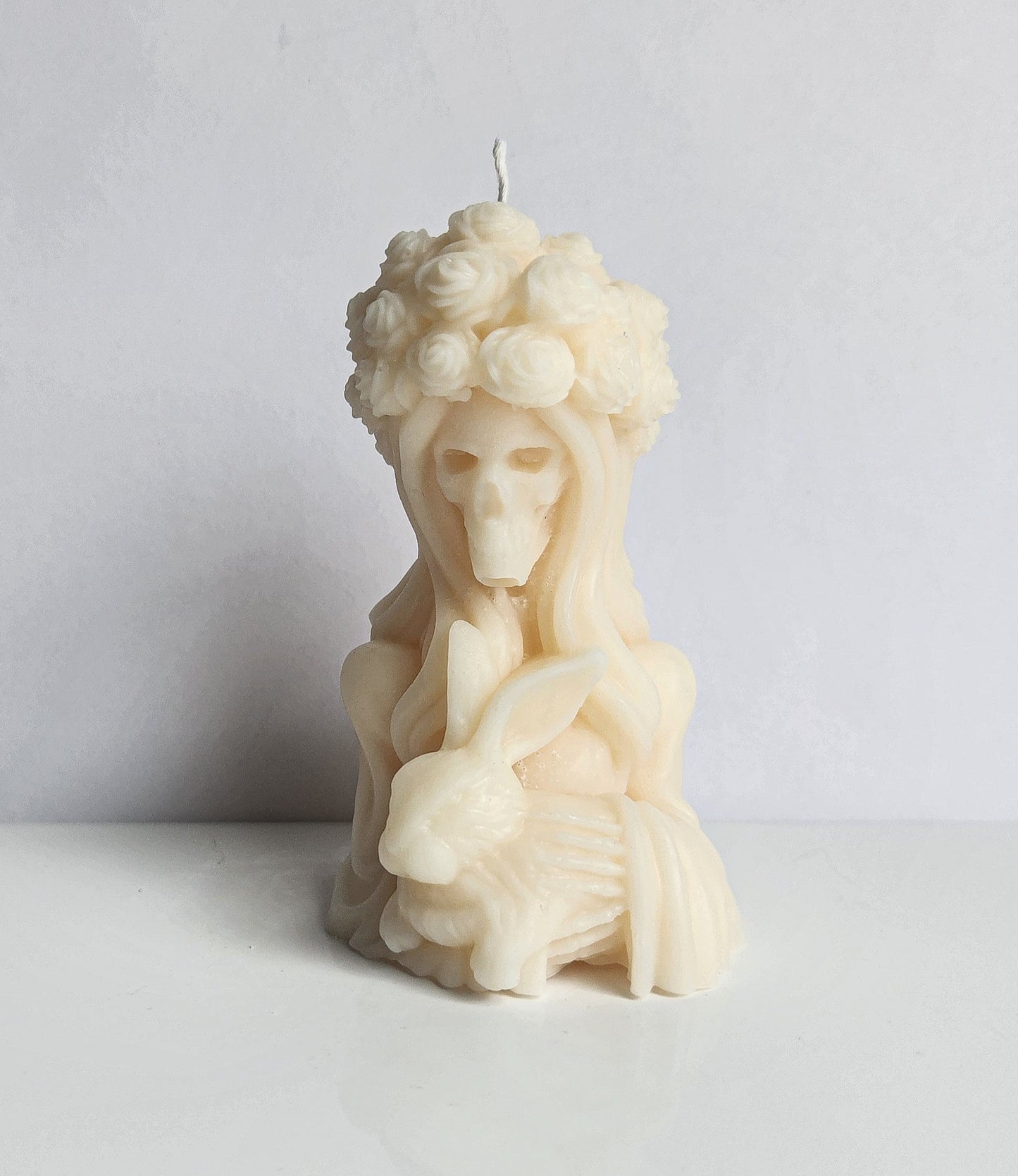 Floral Skeleton Witch & Hare Candle