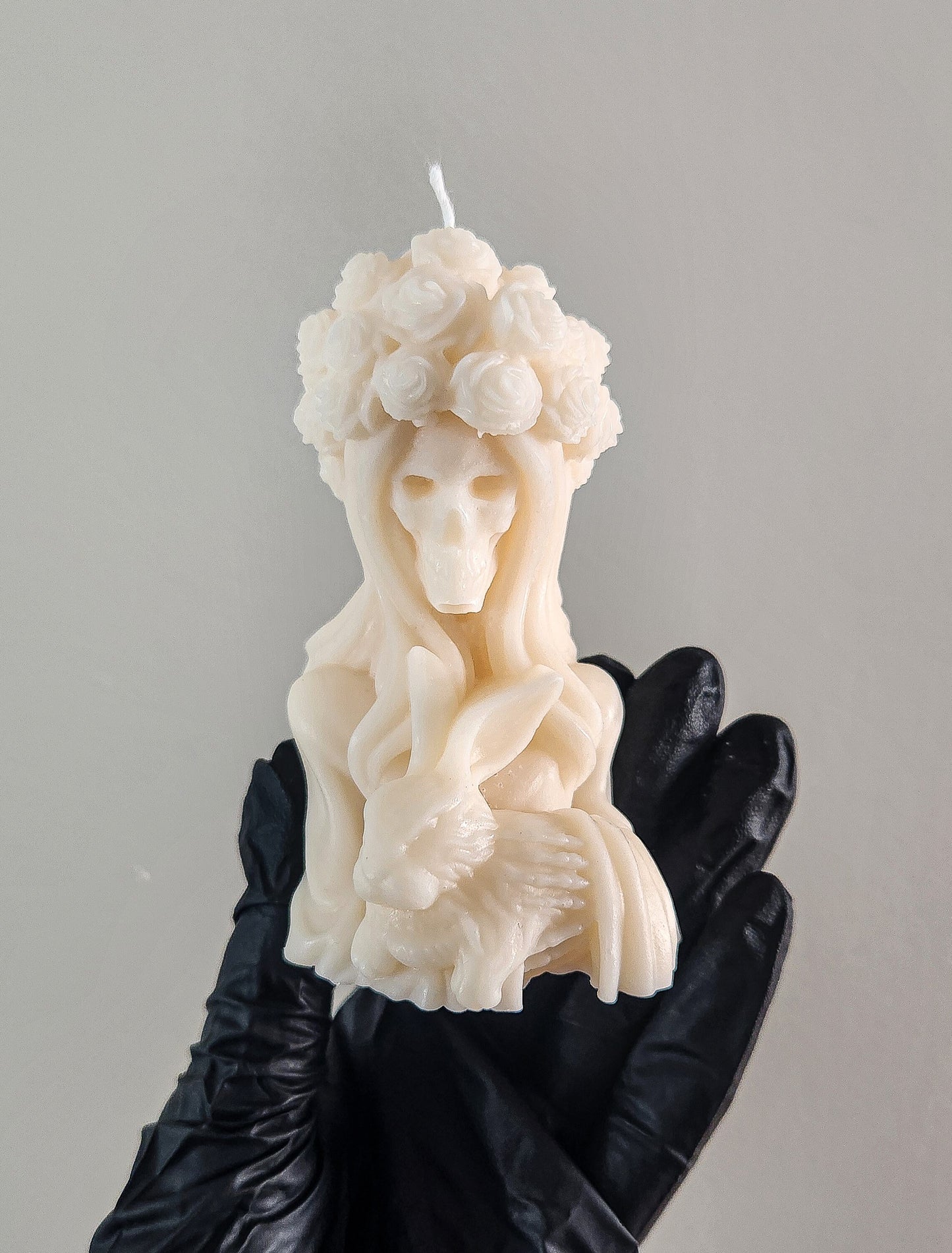 Floral Skeleton Witch & Hare Candle