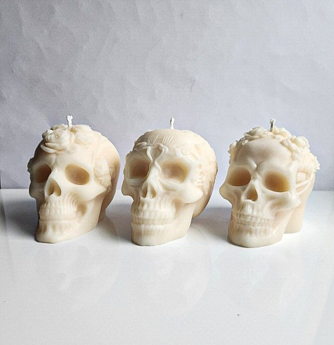 Garden of Decay Floral Skull Candle Set