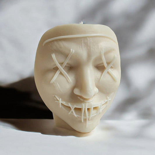 Stitched Nightmare Mask Candle (Large)