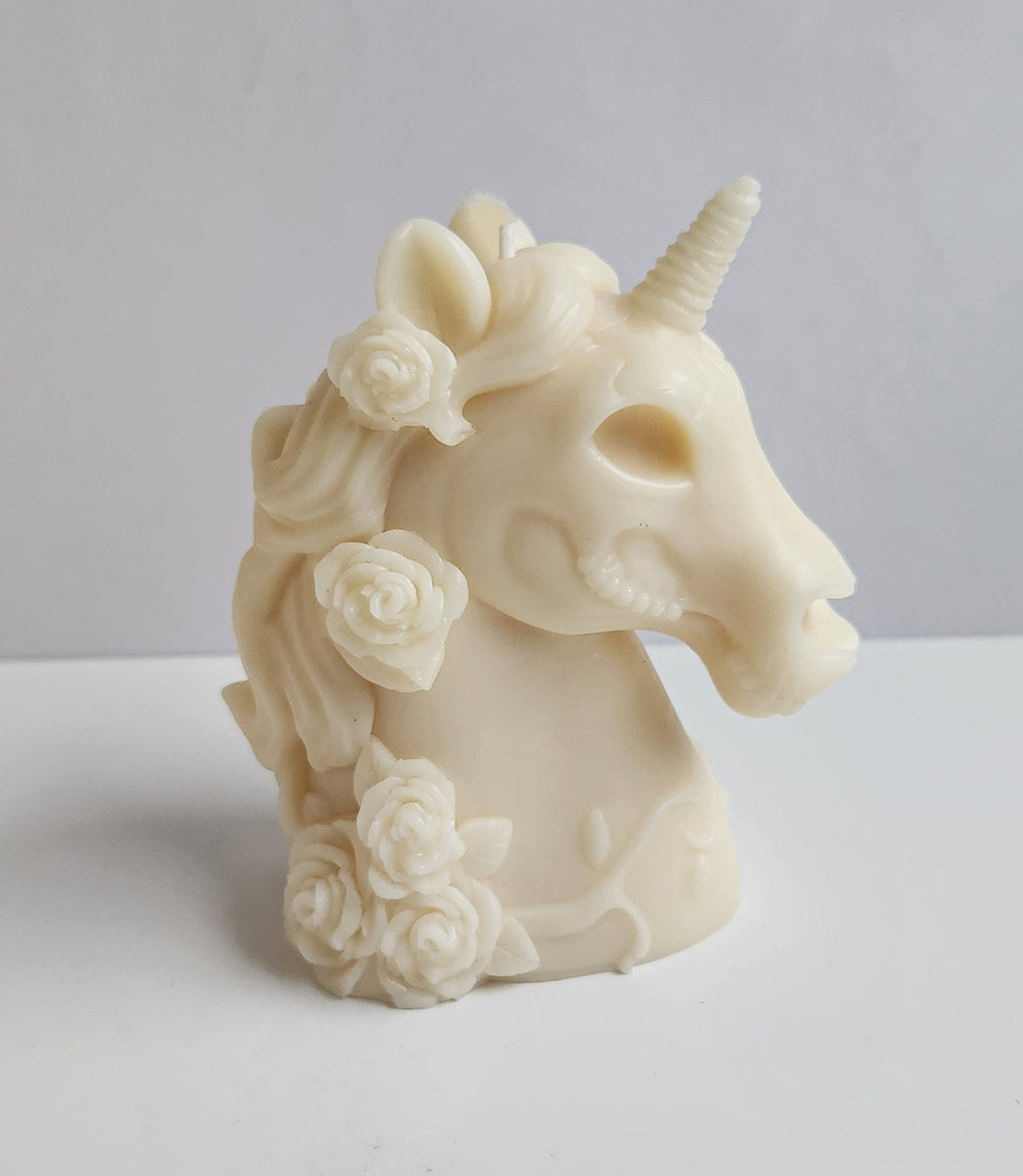 Unicorn Dreams Floral Skull Candle