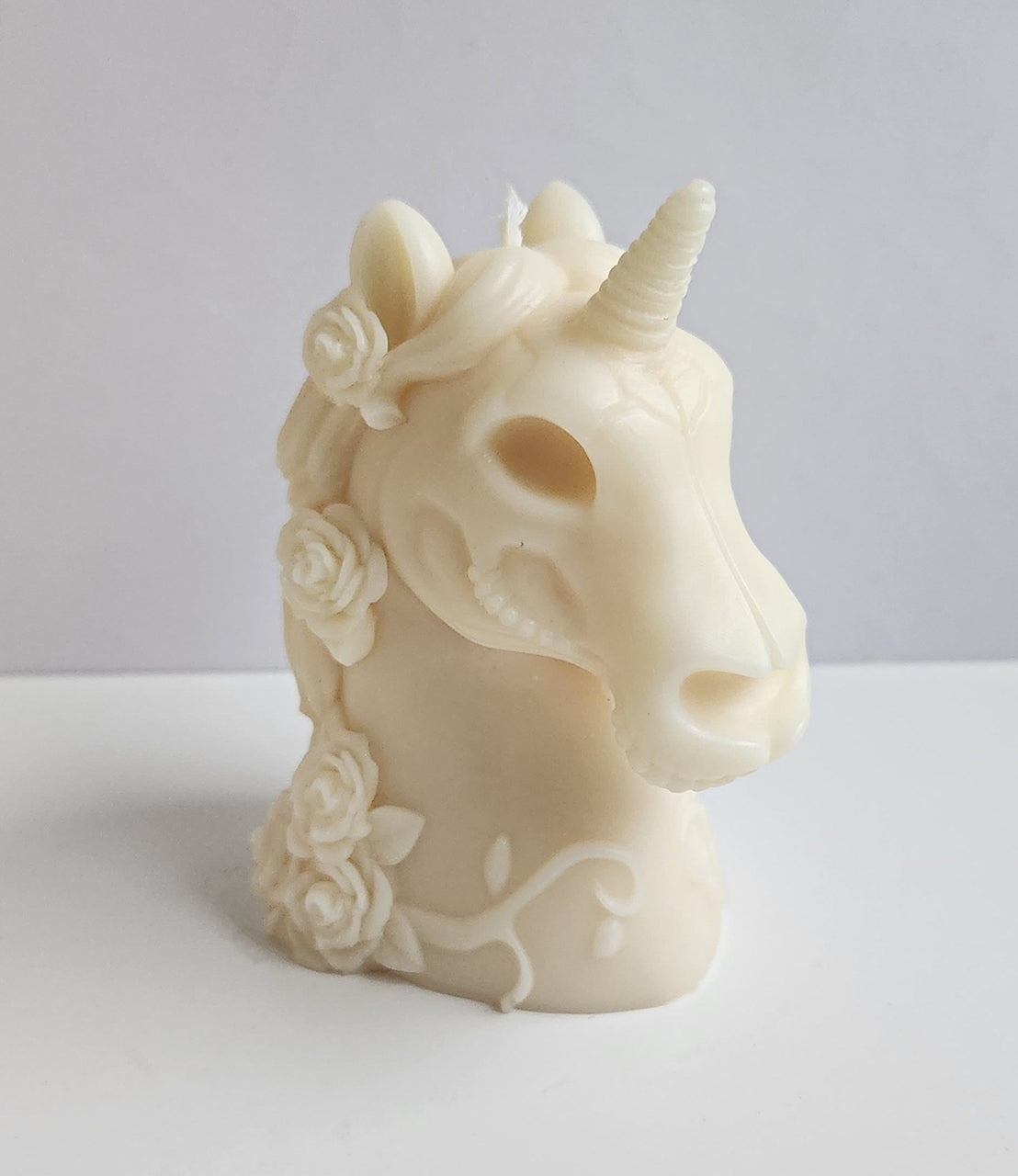 Unicorn Dreams Floral Skull Candle