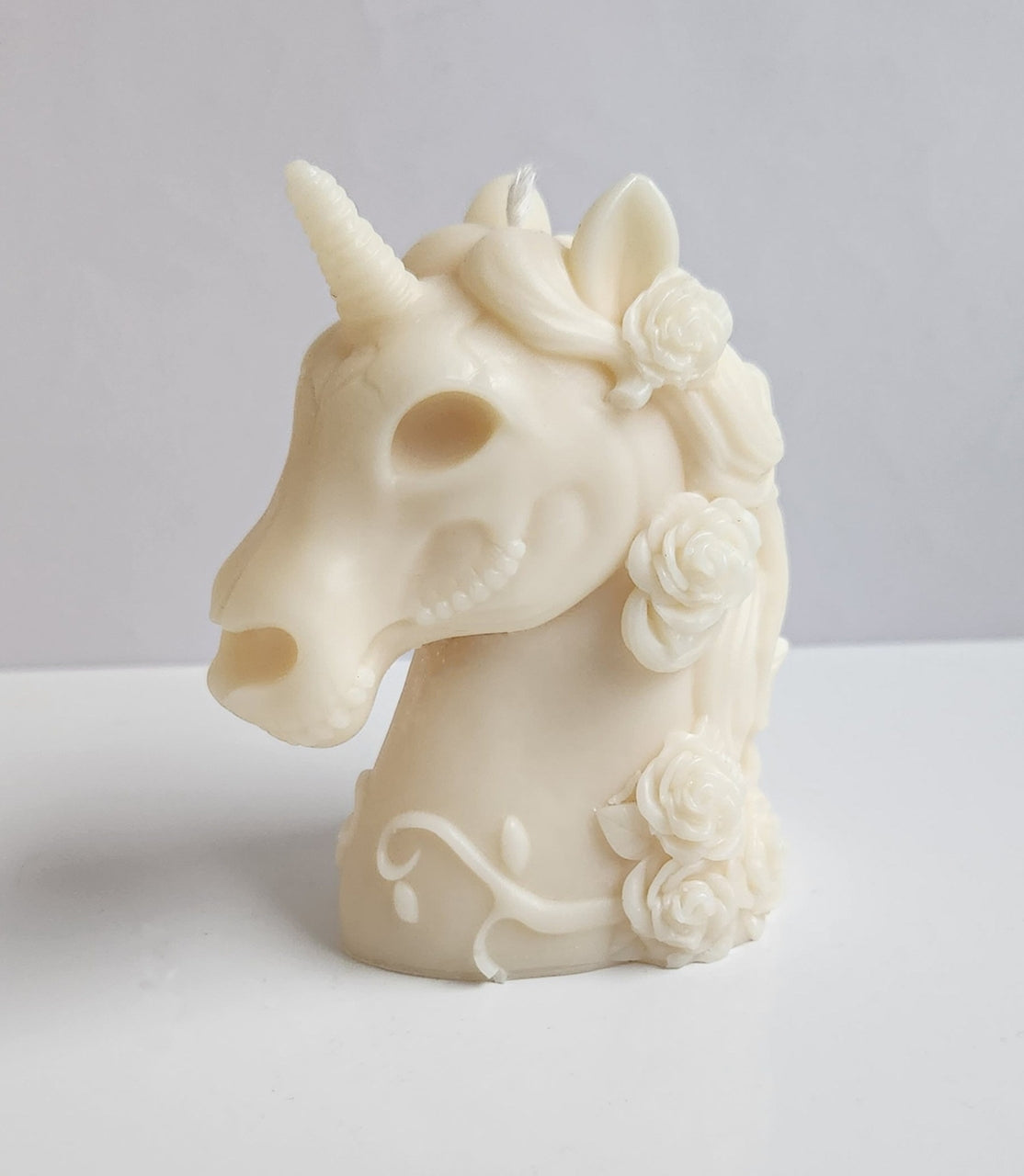 Unicorn Dreams Floral Skull Candle