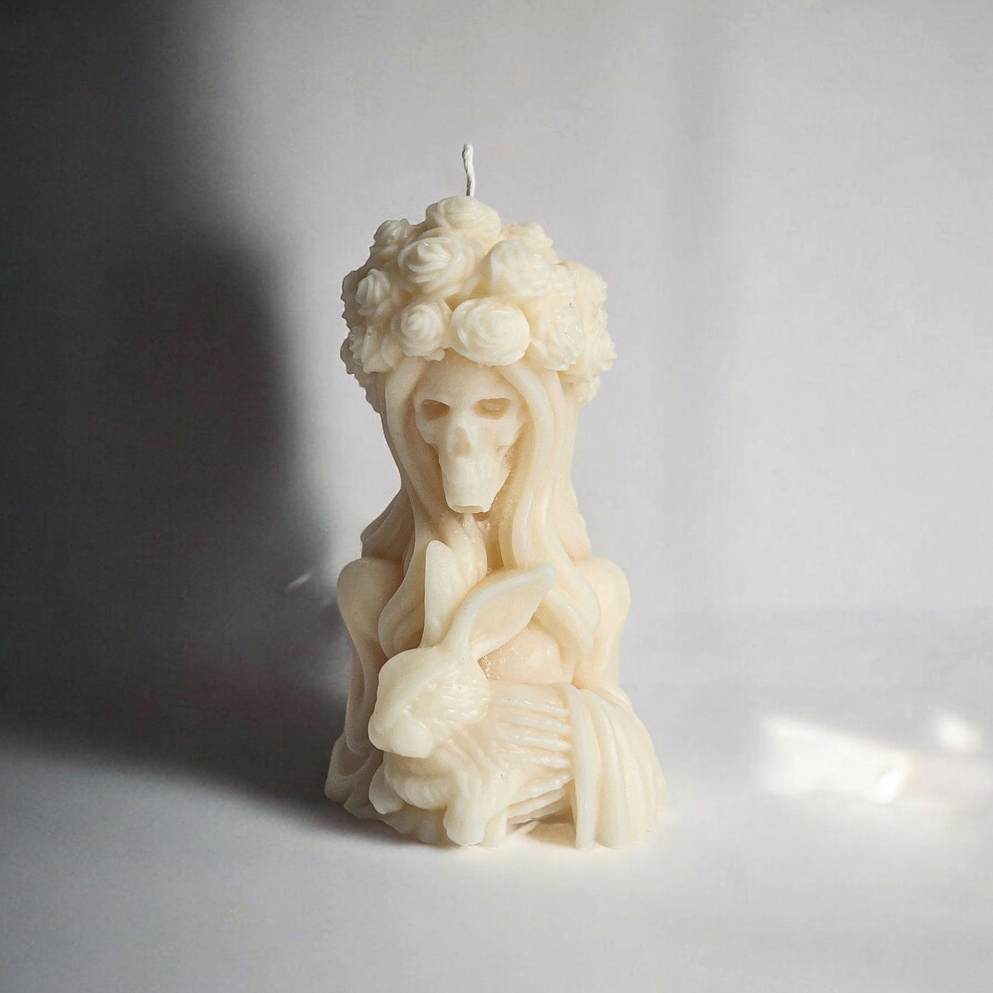 Floral Skeleton Witch & Hare Candle