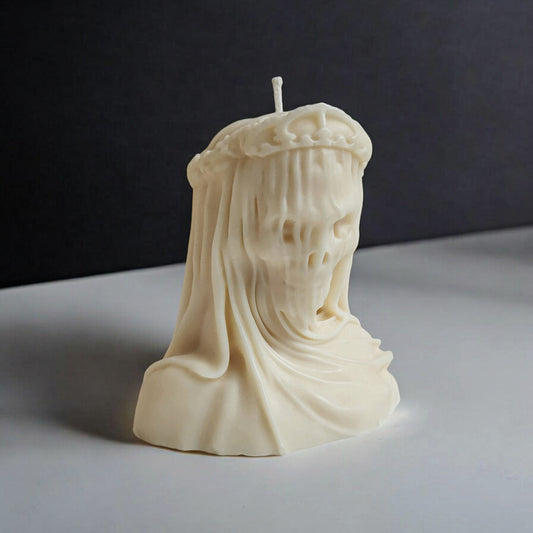 Crown of Shadows Veiled Death Skull Candle (Medium)