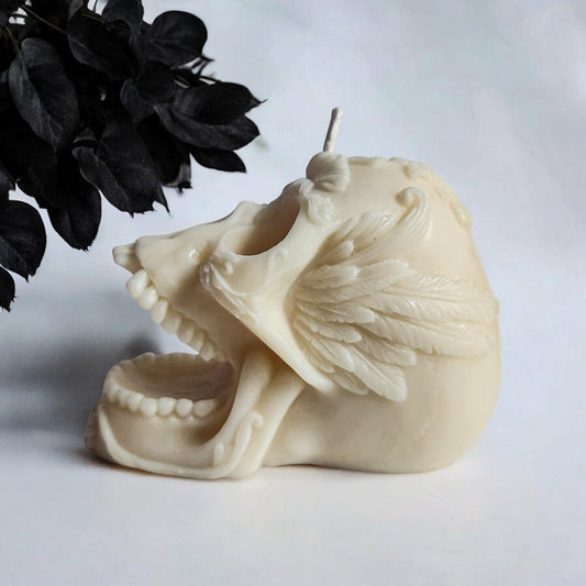 Feathered Flora Skull Candle (Huge)