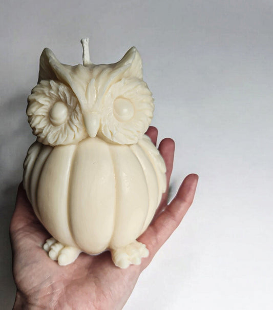 Whoo's in Disguise Pumpkin Owl Candle