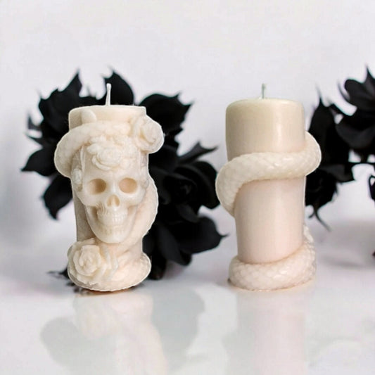 Skull Garden Pillar Candle