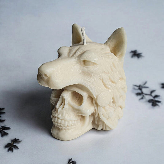 Mystic Wolf Skull Candle