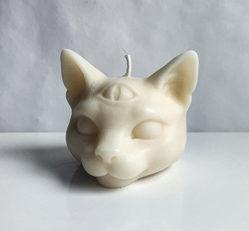 Three Eyed Kitty Cat Candle