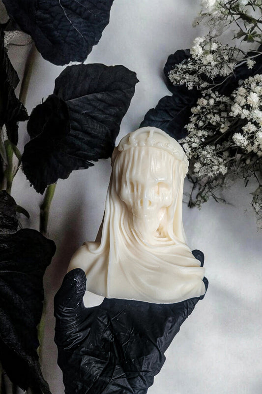 Crown of Shadows Veiled Death Skull Candle (Medium)