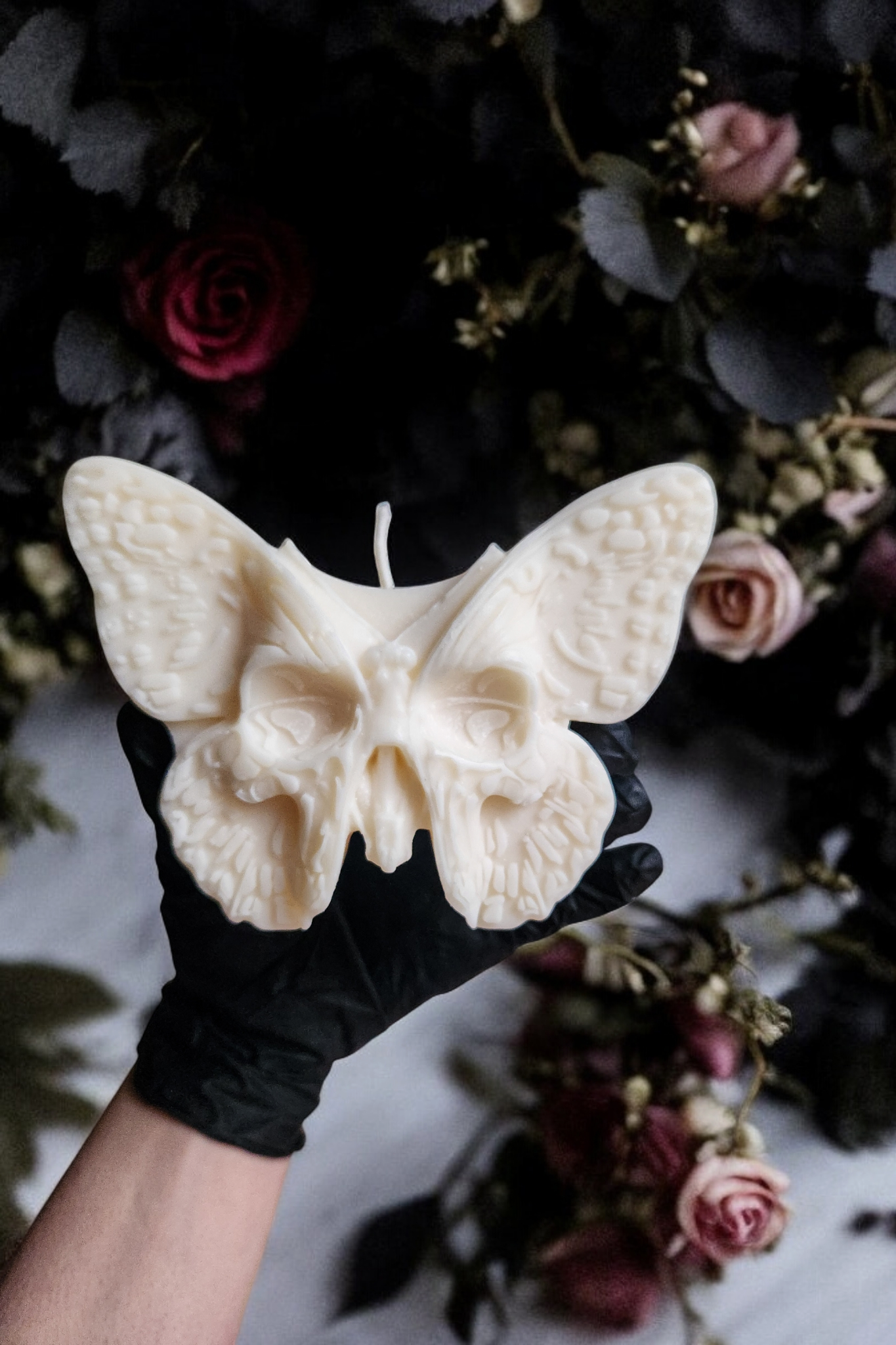 Butterfly Skull Candle